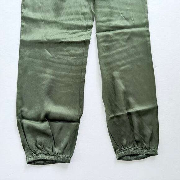 Nation Ltd. Del Rey Satin Pant Size Small Rayon NEW Hunter Green Jogger Relaxed - Picture 6 of 7